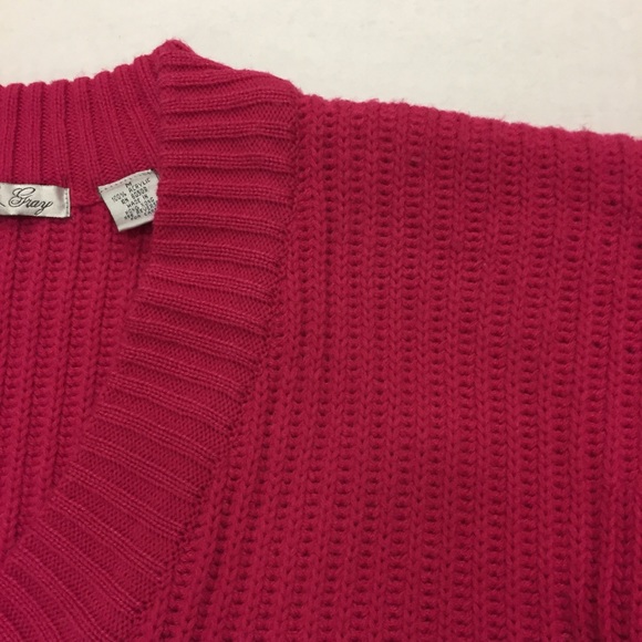 Vintage Woods & Gray Oversized V Neck Sweater SZ M - Picture 8 of 9